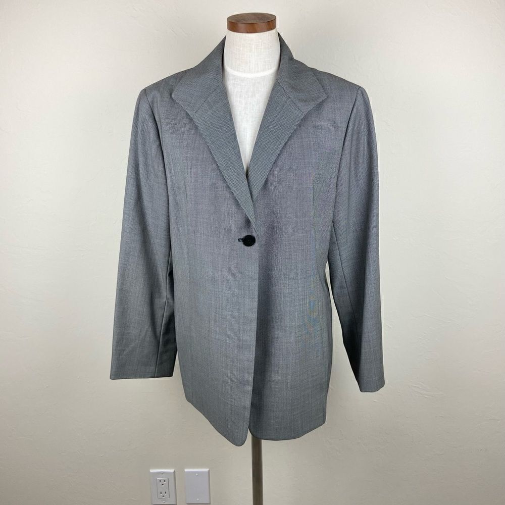 Lafayette 148 Gray Pinstripe Wool Blazer Jacket